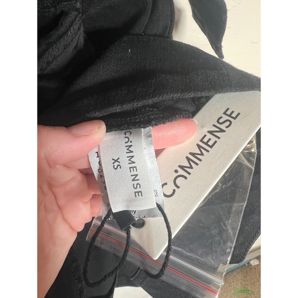 Commense Black Denim Puff Sleeve Button Belted Mini Dress Pocketed dark romantic - Picture 6 of 12